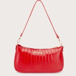 Faux Red Croc Leather Bag